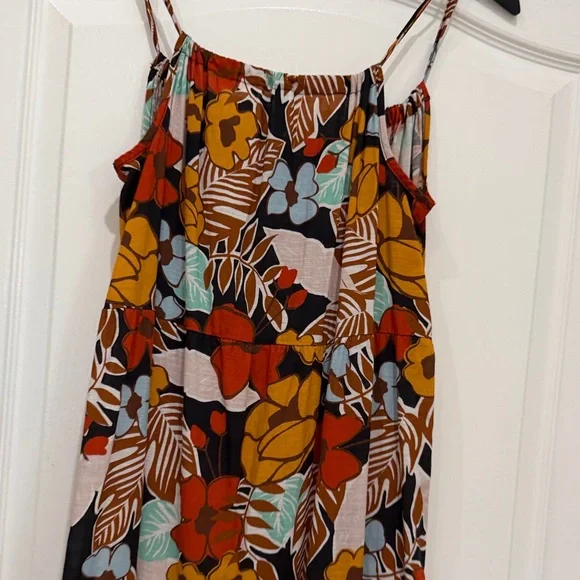 Anthropologie Floral Maxi Sundress in Rust, Mustard & Aqua - Picture 8 of 10
